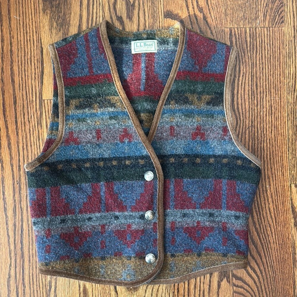 Vintage L.L. Bean Multicolor Wool Vest - M